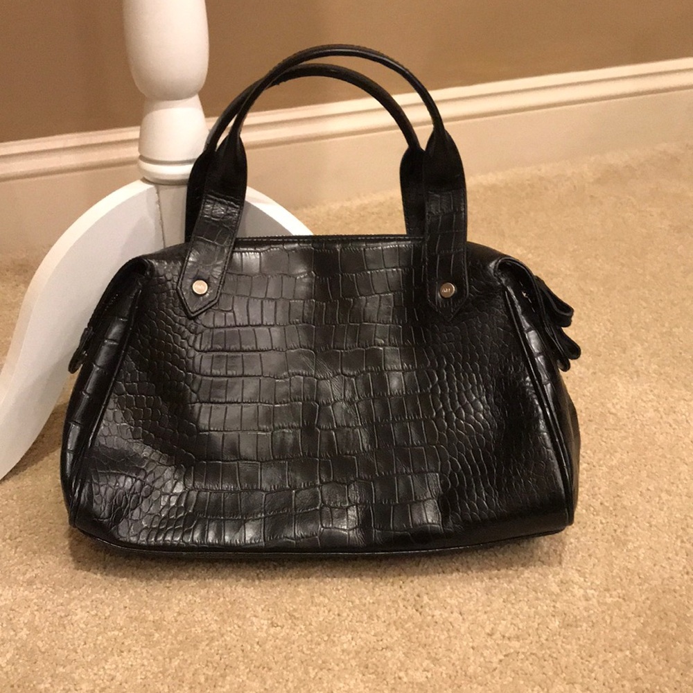 LOFT crocodile print black leather bag - NEW